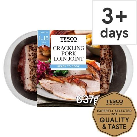 Tesco Crackling Pork Loin Joint 637G .